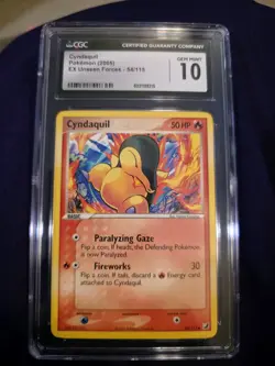 Pokemon Cyndaquil EX Unseen Forces 54/115 CGC GM MNT 10 - Image 1