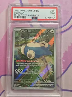 2023 Pokemon SVP EN Snorlax 151 Trainer Box #051 PSA 9 - Image 1