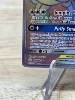 Pokemon TCG Mega Lopunny & Jigglypuff GX 261/236 Cosmic Eclipse Holo MP/HP - Image 2