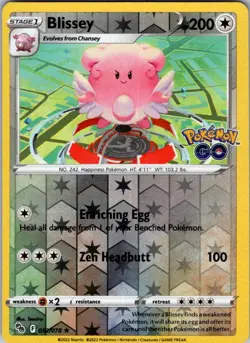 Blissey Reverse Holo Holo Rare Pokemon GO 052/078 MP - Image 1
