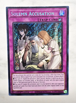 Yugioh! Solemn Accusation BLZD-EN079 Secret Rare 1st Ed NM. Top Loaded. - Image 1