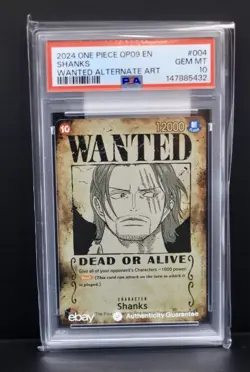 One Piece TCG Shanks OP09-004 SR Special Parallel Art English Holo PSA 10 2024 - Image 1