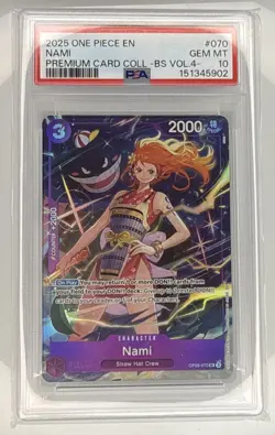 2025 ONE PIECE #070 PCC PREMIUM BEST SELECTION VOL 4 GENGAR NAMI PSA 10 GEM MINT - Image 1