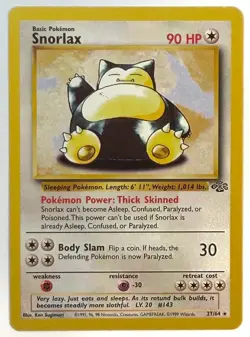 Snorlax - 27/64 - WOTC Jungle Set Rare Pokemon Card - LP - Image 1
