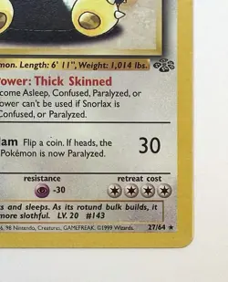 Snorlax - 27/64 - WOTC Jungle Set Rare Pokemon Card - LP - Image 5