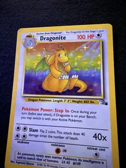 Pokemon Dragonite 4/62 Fossil Holo Rare Unlimited English 1999 TCG Card - Image 3