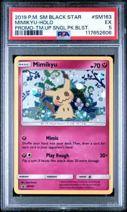 POKEMON TEAM UP SM BLACK STAR PROMO MIMIKYU #SM163 HOLO PSA 5 EX #117652606 - Image 1