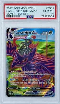 2022 Pokemon Sword Shield Silver Tempest Full Art Corviknight VMAX #TG19 PSA 10 - Image 1