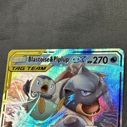 Pokemon Blastoise & Piplup GX Ultra Rare Sm-Cosmic Eclipse 38/236 - DAMAGED - Image 4