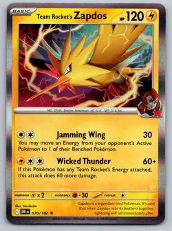 TEAM ROCKET'S ZAPDOS 070/182 HOLO R POKEMON DESTINED RIVALS NM/M - Image 1