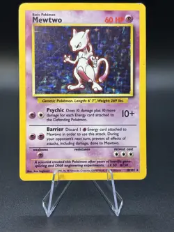 Pokemon TCG Mewtwo Base Set 10/102 Holo Rare English 1999 Wizards of the Coast - Image 1