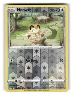 Meowth 199/264 Common Fusion Strike Pokemon Reverse Holo Near Mint - Image 1