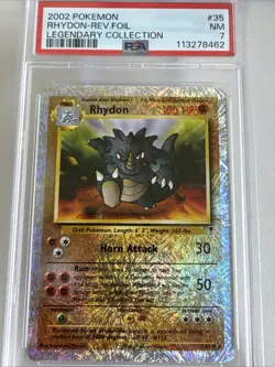 2002 Pokemon Legendary Collection #35 Rhydon Reverse Foil PSA 7 NM - Image 1