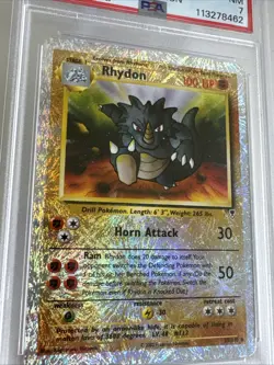 2002 Pokemon Legendary Collection #35 Rhydon Reverse Foil PSA 7 NM - Image 3