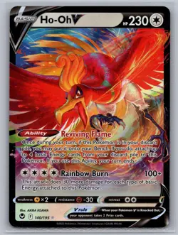 Ho-Oh V 140/195 Holo V Rare Silver Tempest Pokemon Near Mint - Image 1