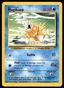 Magikarp 35/102 Uncommon Base Set Unlimited Pokemon Moderately Played - Image 1
