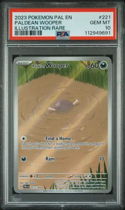 2023 POKEMON PAL EN-PALDEA EVOLVED ILLUSTRATION RARE #221 PALDEAN WOOPER PSA 10 - Image 1
