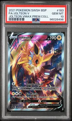 2021 POKEMON JOLTEON V ALTERNATE ART PROMO SWSH183 #183 PSA 10 - Image 1