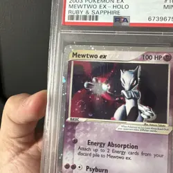 2003 Pokemon Ex Ruby & Sapphire #101 Mewtwo ex Holo PSA 9 MINT *4 SWIRLS 1/1* - Image 3