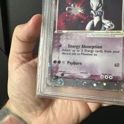 2003 Pokemon Ex Ruby & Sapphire #101 Mewtwo ex Holo PSA 9 MINT *4 SWIRLS 1/1* - Image 4