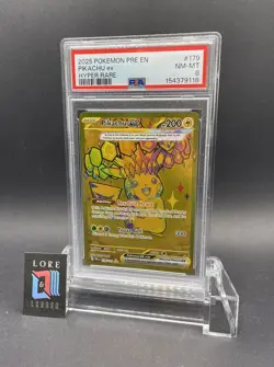POKEMON PIKACHU EX #179 PRE EN-PRISMATIC EVOLUTIONS HYPER RARE PSA 8 2025 - Image 1