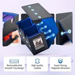 Card Deck Box for MTG, Double Deck Storage Box with 2 Commander Display & 1 Dice - Image 4