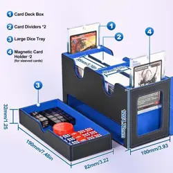 Card Deck Box for MTG, Double Deck Storage Box with 2 Commander Display & 1 Dice - Image 4