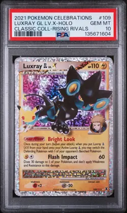2021 POKEMON CELEBRATIONS CLASSIC COLL #109 LUXRAY GL LV.X-HOLO PSA 10 - Image 1