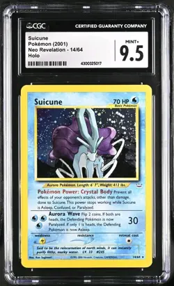 (POP 4) Pokemon Suicune Neo Revelation 14/64 "DOUBLE HOLO" Rare CGC 9.5 (CS3) - Image 1