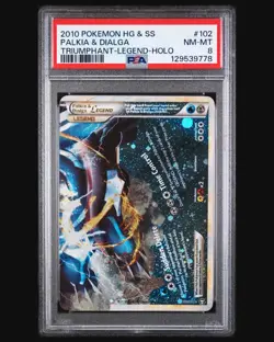 2010 POKEMON TRIUMPHANT PALKIA & DIALGA LEGEND BOTTOM #102 PSA 8 NM #129539778 - Image 1