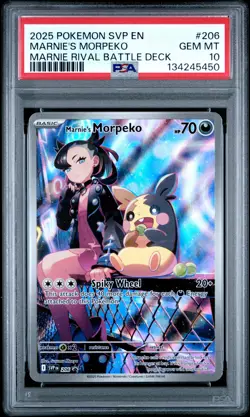 2025 POKEMON SVP EN-SV BLACK STAR PROMO #206 MARNIE'S MORPEKO PSA 10 - Image 1