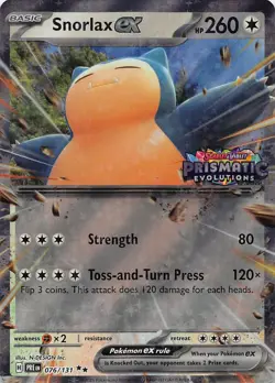 SNORLAX EX 076/131 HOLO DOUBLE RARE SV: PRISMATIC EVOLUTIONS POKEMON NM - Image 1