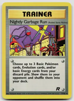 NIGHTLY GARBAGE RUN 77/82 UNCOMMON TEAM ROCKET POKEMON UNLIMITED MP - Image 1