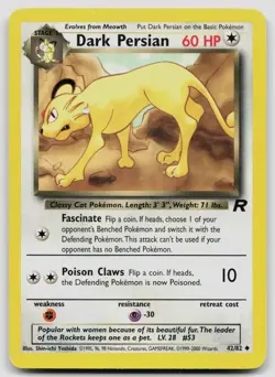 DARK PERSIAN 42/82 UNCOMMON TEAM ROCKET POKEMON UNLIMITED MP - Image 1