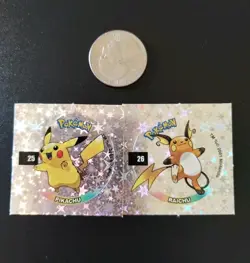 2001 Tazo Pokemon Slammer Foil Stickers Taps Pikachu Raichu Vintage Lot of 2 - Image 2