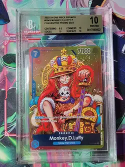 BGS 10 PRISTINE Monkey D. Luffy King One Piece Foil Convention Promo P-043 - Image 1