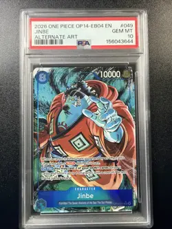2026 ONE PIECE OP14-EB04 THE AZURE SEA'S SEVEN ALTERNATE ART 049 JINBE PSA 10 A3 - Image 1