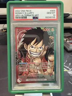 One Piece OP01-003 Monkey D Luffy Pre-Errata Alternate Art Leader PSA 10 - Image 2