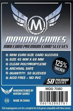 Mayday Games Premium Card Sleeves - Mini Euro Size 45mm x 68mm (50ct) New Mayday - Image 1