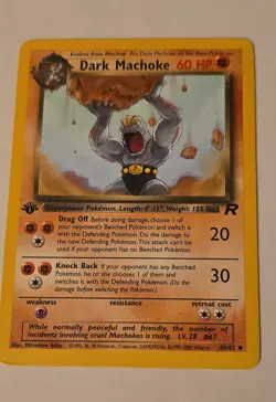 Vintage 1999 1st Edition Team Rocket Dark Machoke Pokemon Card 40/82 - Image 1