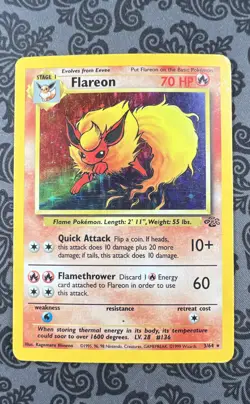 Pokemon TCG Flareon Jungle 3/64 Holo Unlimited Holo Rare - Image 1