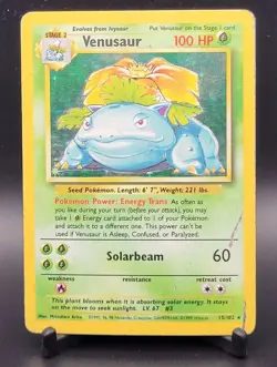Venusaur 15/102 - Pokemon - Holo Unlimited Rare - Base Set - Heavily Played HP - Image 2