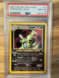 Pokemon Tyranitar 12/75 Neo Discovery Holo Rare Unlimited 2001 PSA 8 - Image 1
