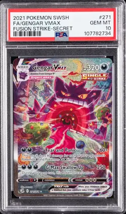 2021 POKEMON SWORD & SHIELD FUSION STRIKE SECRET FULL ART/GENGAR VMAX PSA 10 - Image 1