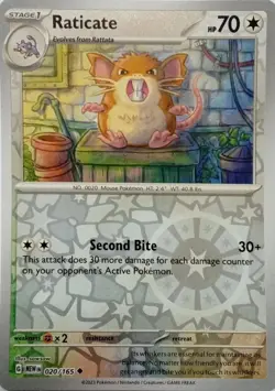 Pokemon TCG - Raticate - Reverse Holo - Scarlet & Violet 151 - 020/165 - Image 1