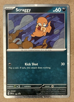 Scraggy Cosmos Holo SWIRL! Scarlet & Violet Black Star Promo 186 Pokemon TCG - Image 2