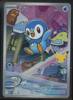 Pokemon First Partner Illustrations Piplup #42 30th anniversary stamp - Image 1