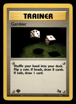 Gambler 60/62 1st Edition Fossil Set Pokemon Card - Image 1