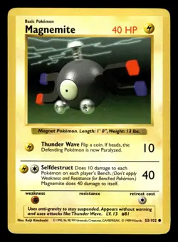 Magnemite 53/102 Shadowless Base Set Pokemon Card - Image 1