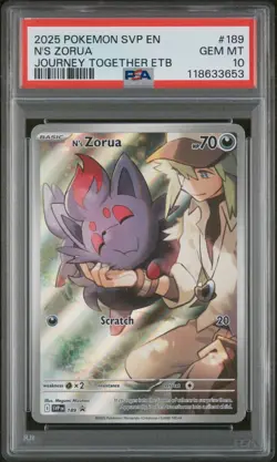 2025 POKEMON SVP ENSV BLACK STAR PROMO #189 N'S ZORUA JOURNEY TOGETHER ETB PSA10 - Image 1